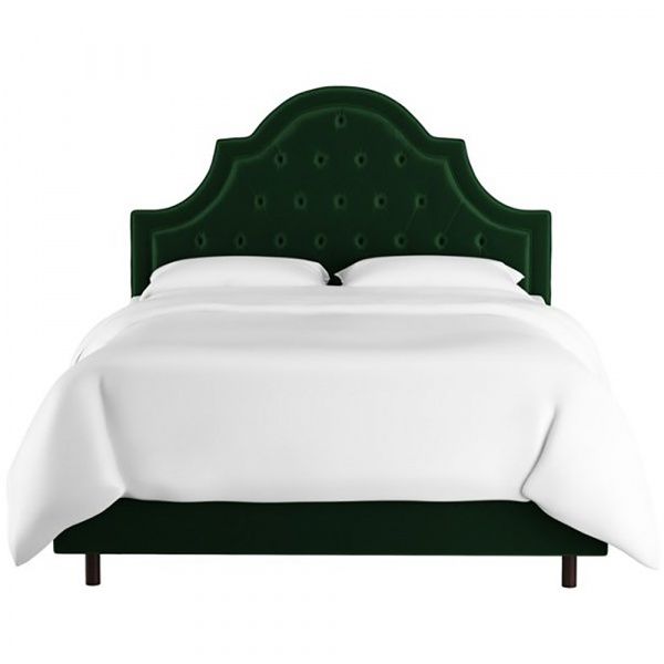 Кровать двуспальная 180х200 зеленая с каретной стяжкой Harvey Tufted Emerald Velvet