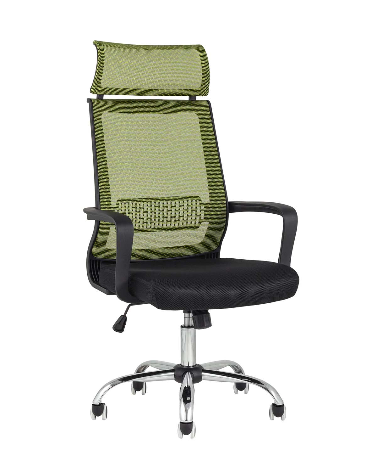 Компьютерное кресло TopChairs Style офисное зеленое в обивке с сеткой, регулировка по высоте и механизм качания Top