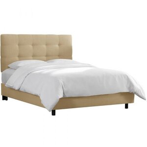 Кровать двуспальная с мягким изголовьем 160х200 см бежевая Alice Tufted Beige