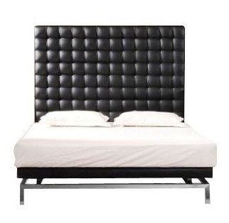 Кровать двуспальная с кожаным изголовьем 180х200 см коричневая Konigreich Dark Brown