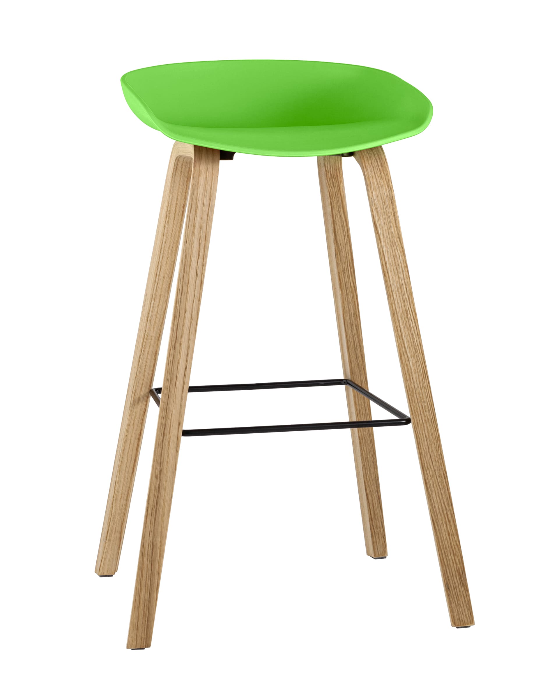 Барный стул Libra зеленый, пластик, ножки оттенка натурального дерева