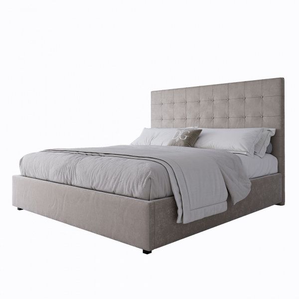 Кровать двуспальная с мягким изголовьем 180х200 см светло-бежевая Royal Black