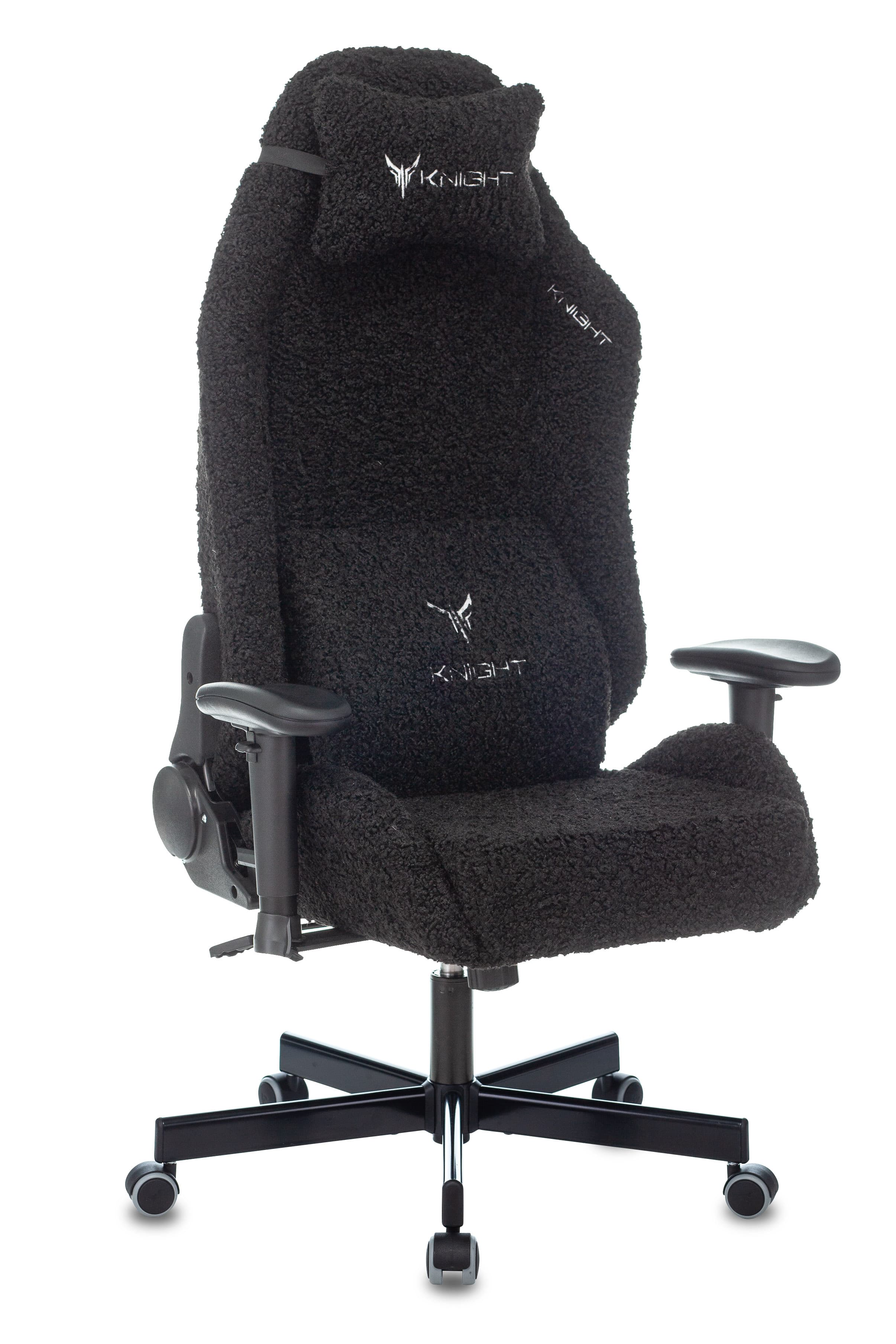 Геймерское кресло компьютерное игровое Knight T1 черный экомех с подголов. крестовина металл