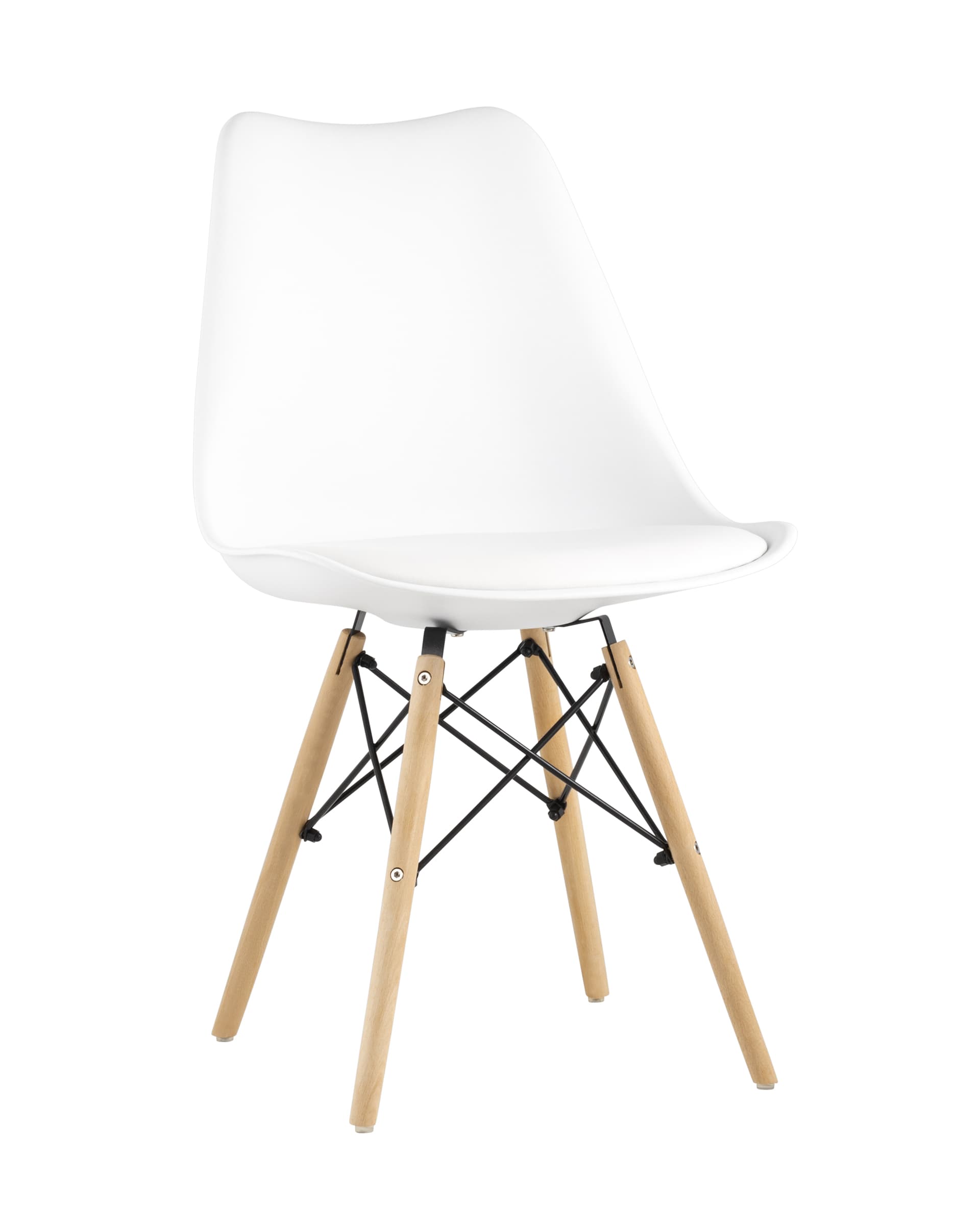 Стул Eames Soft белый обеденный сиденье экокожа ножки из массива бука