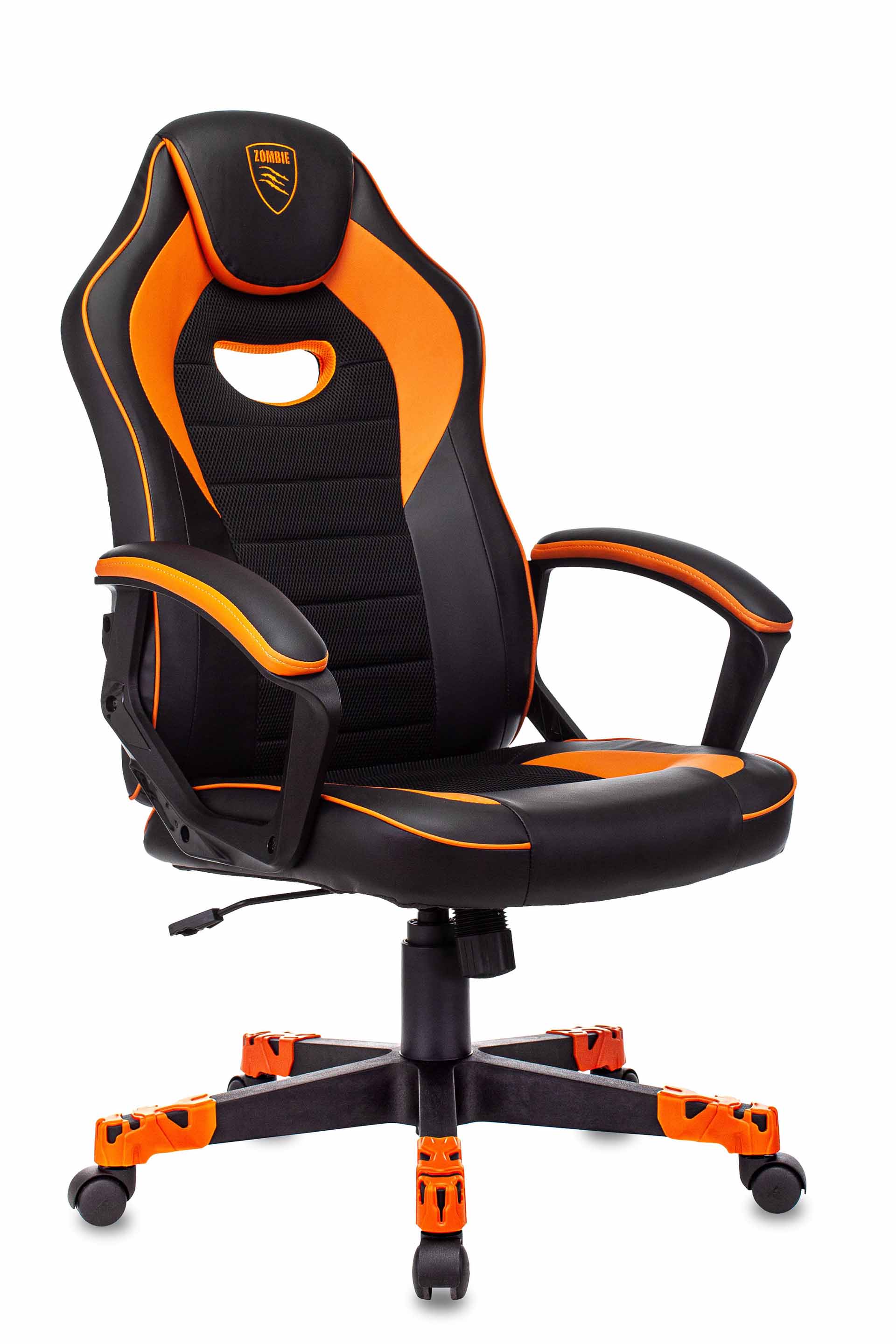 Кресло компьютерное игровое Zombie GAME 16 черный/оранжевый текстиль/эко.кожа крестовина пластик