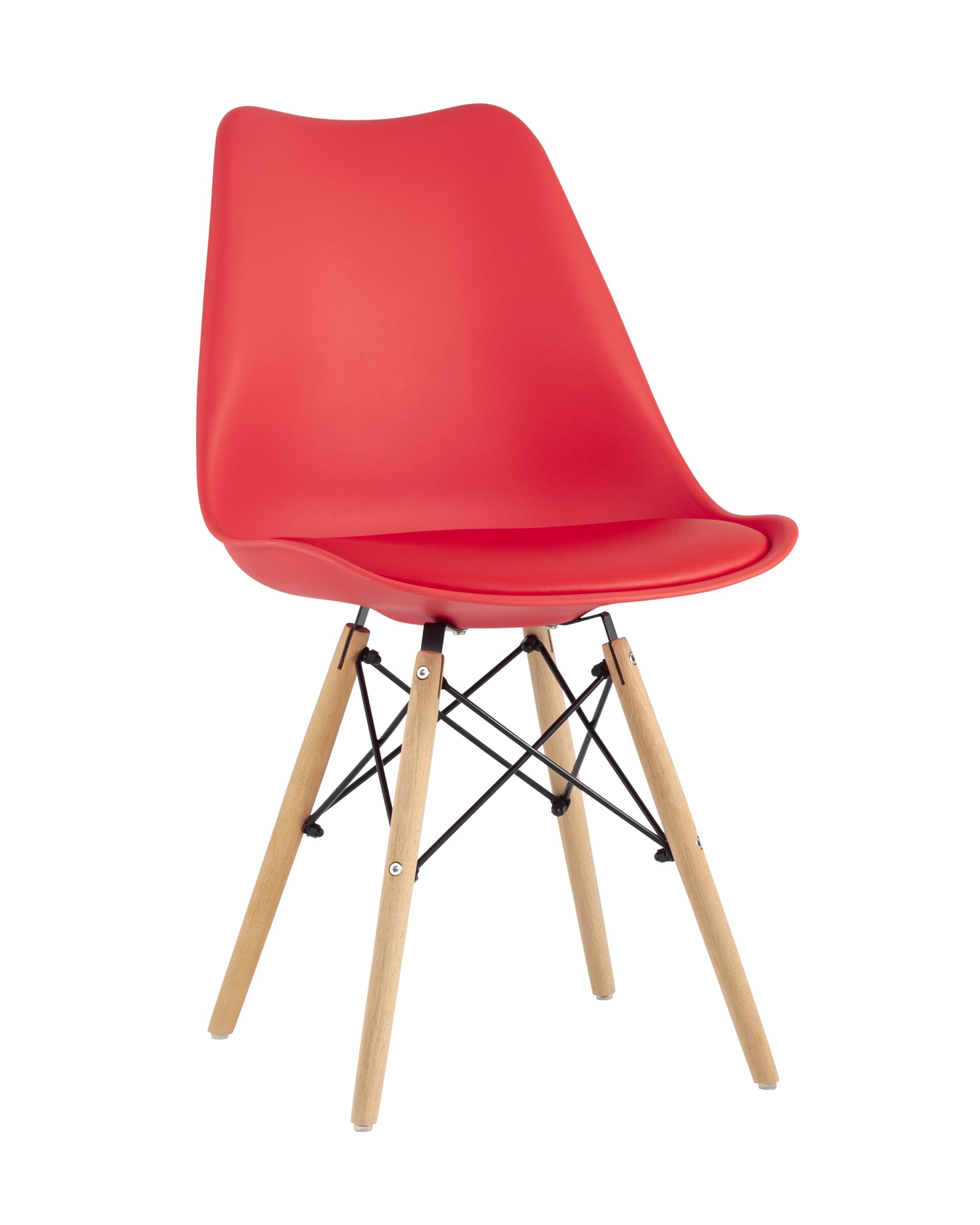 Стул Eames Soft красный обеденный сиденье экокожа ножки из массива бука