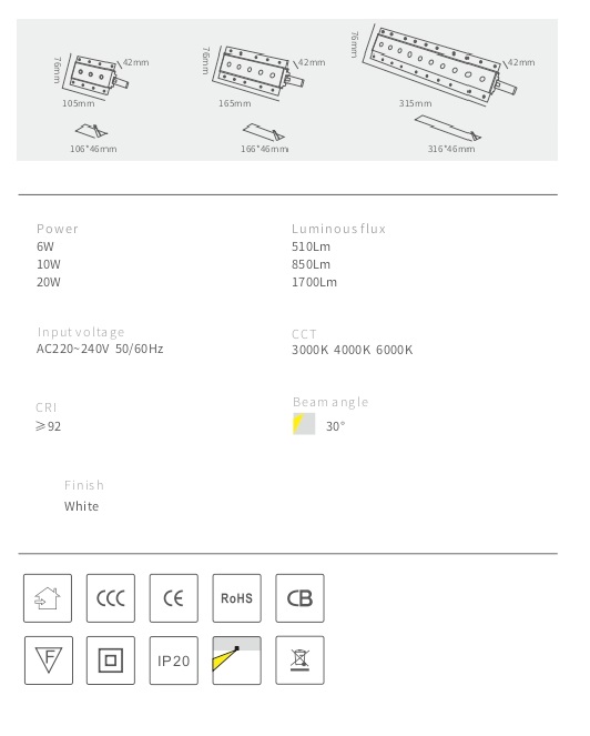 Встраиваемый светильник M4035W by Romatti